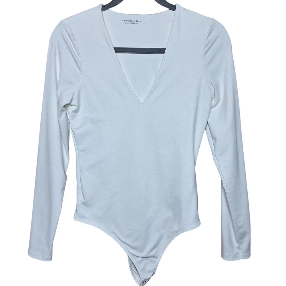 Abercrombie & Fitch Soft AF butterysoft stretch longsleeve v neck thong bodysuit